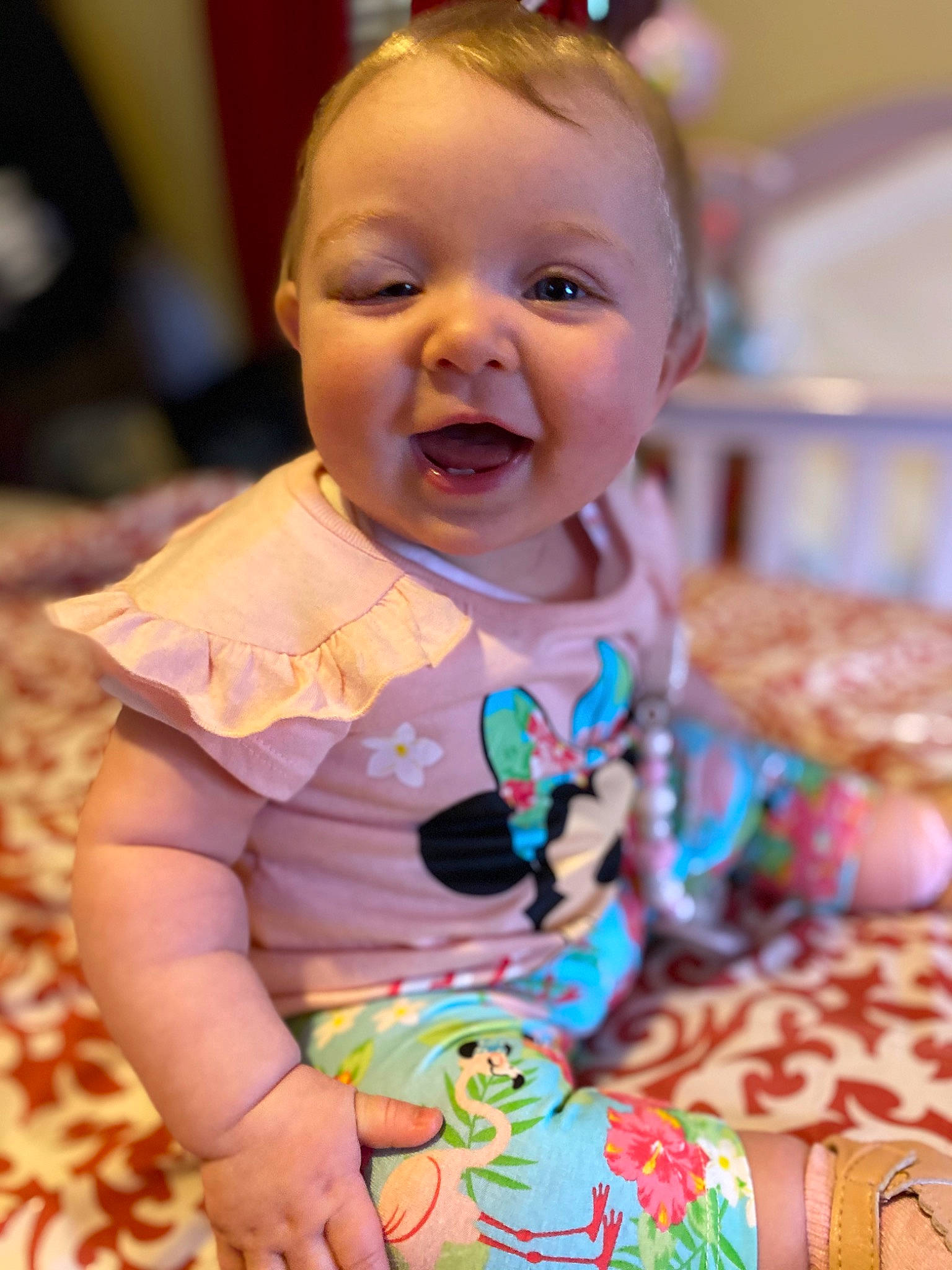 Kataleya joined the competition — help win amazing prizes! baby, baby_toddler_clothing, cheek, child, dress, event, face, fun, grass, green, happy, pattern, person, pink, sitting, skin, sleeve, smile, sweetness, t_shirt