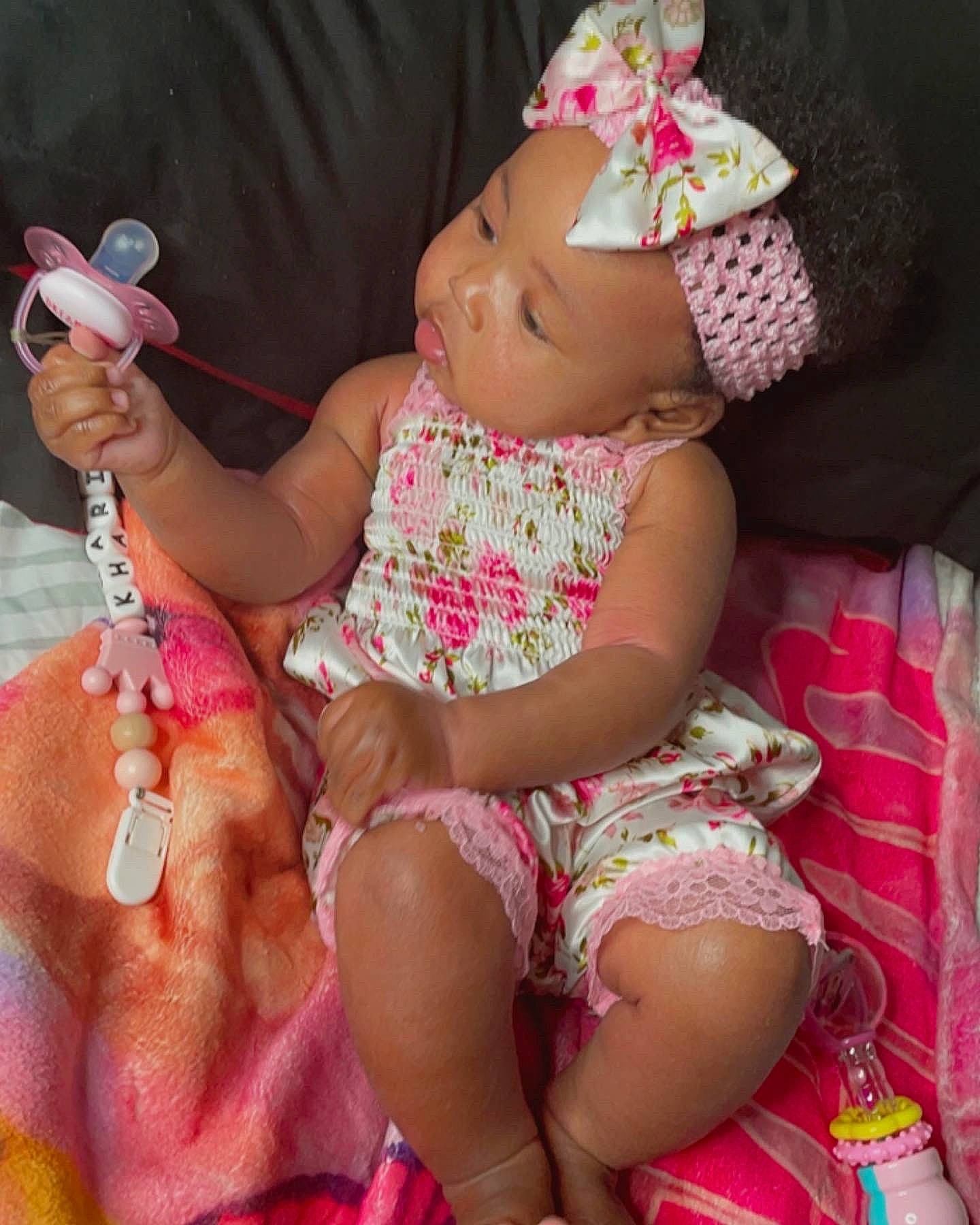Khari joined the competition — help win amazing prizes! abdomen, baby, baby_toddler_clothing, chest, child, dress, finger, glasses, hand, happy, headwear, human_body, leg, magenta, nail, necklace, person, pink, skin, thigh