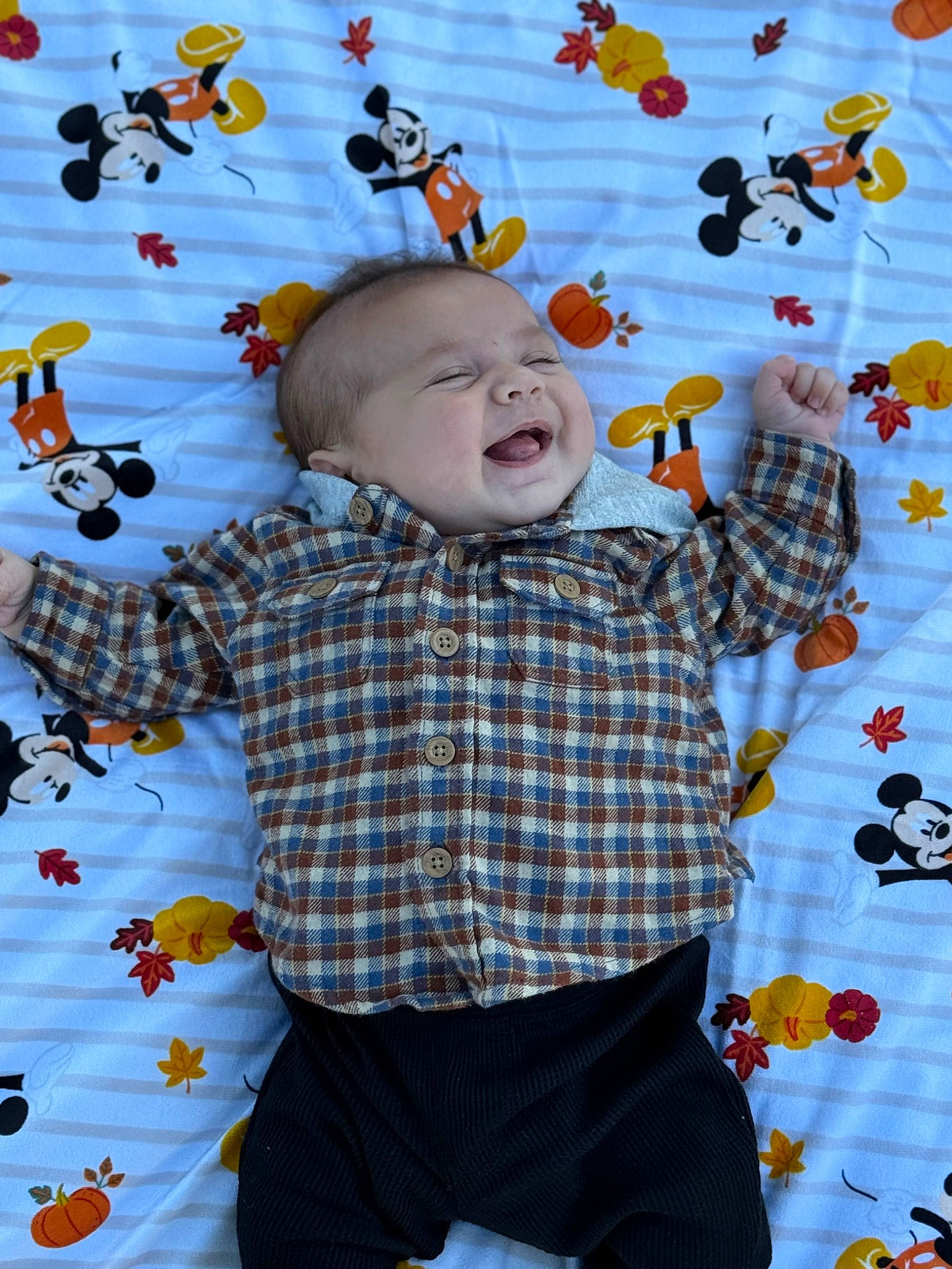 Weston joined the competition — help win amazing prizes! baby, baby_toddler_clothing, child, design, fun, happy, leisure, linens, orange, pattern, people_in_nature, person, photograph, plaid, play, product, sleeve, smile, textile, toddler