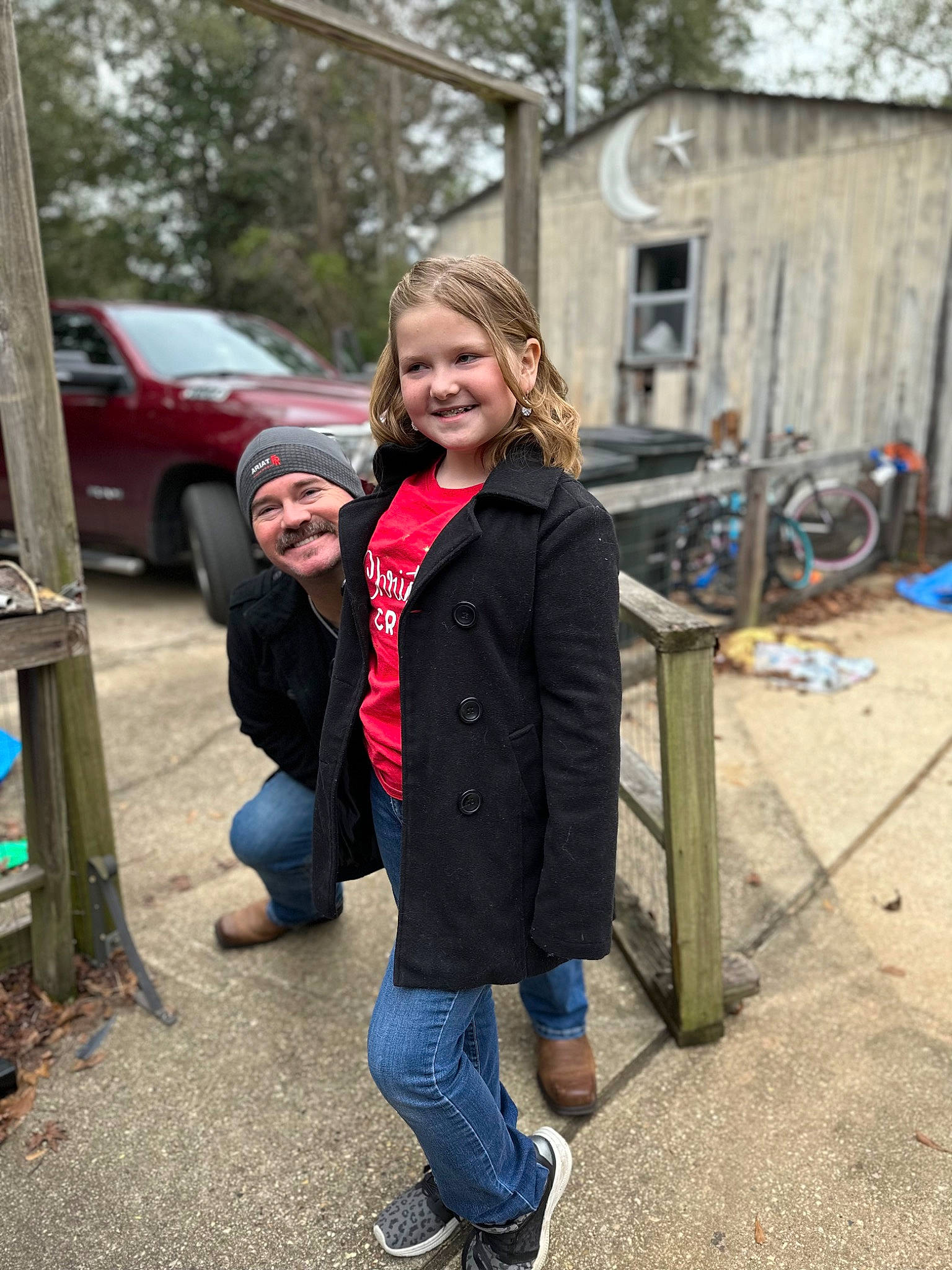 Daniella is registered to the contest to win money with this photo: automotive_tire, automotive_wheel_system, bicycle_wheel, boot, car, denim, electric_blue, fun, fur, headwear, jacket, jeans, joy, leisure, luxury_vehicle, person, plant, recreation, smile, tire