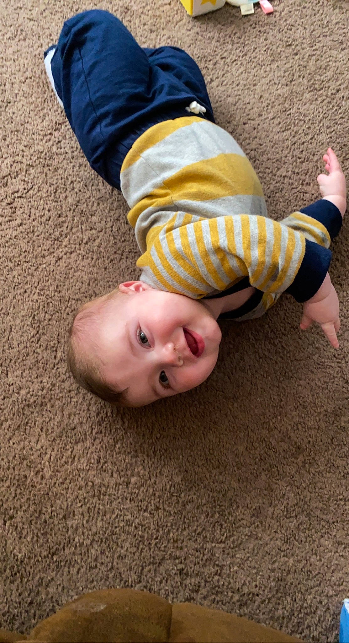 Dakotah joined the competition — help win amazing prizes! asphalt, baby, eye, face, floor, flooring, fun, grass, hair, happy, head, joy, mammal, nose, person, road_surface, skin, smile, toddler, tree