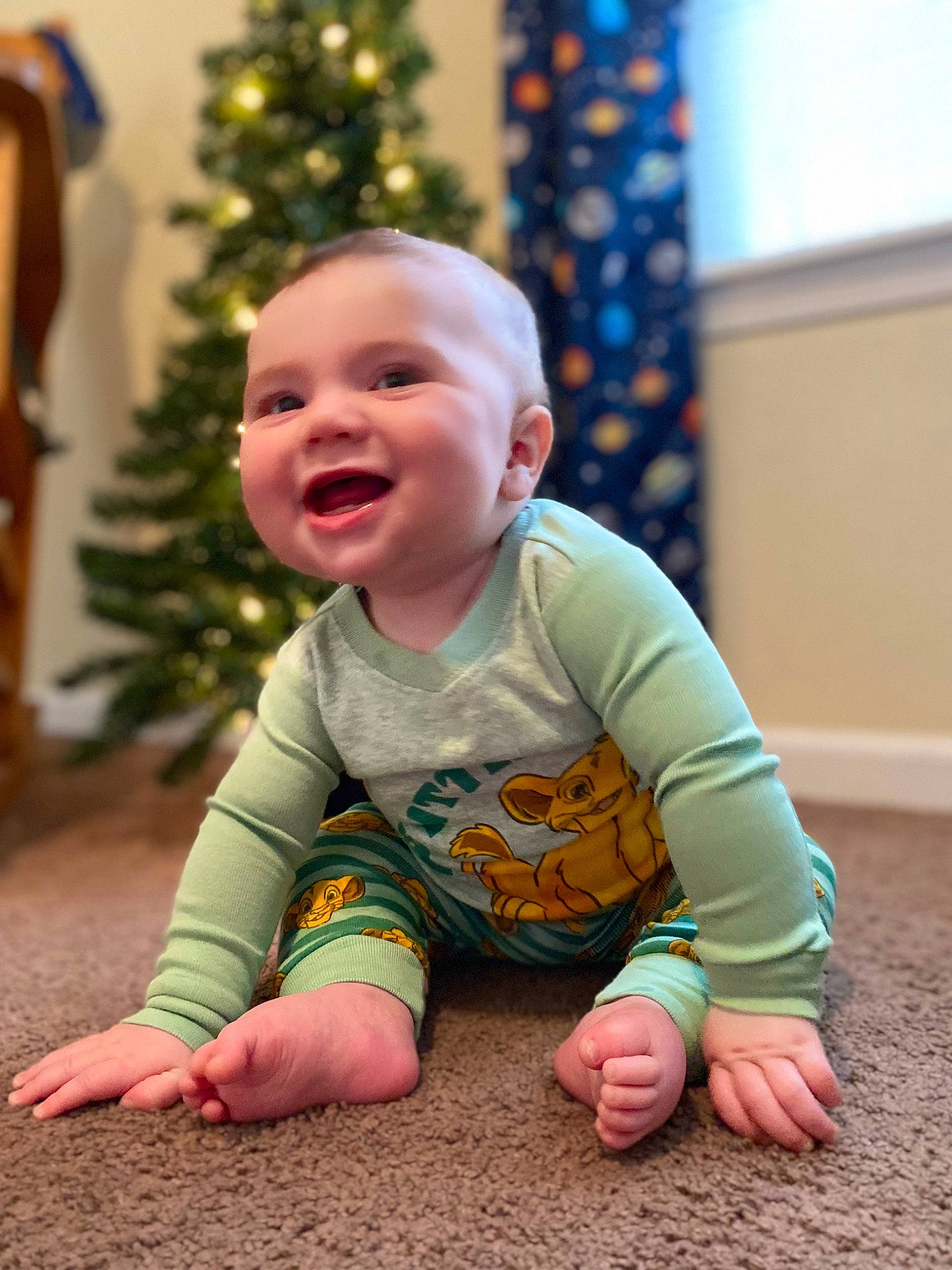 Dakotah joined the competition — help win amazing prizes! baby, baby_toddler_clothing, beauty, cheek, child, christmas_tree, event, face, facial_expression, flooring, fun, grass, happy, joy, leaf, people_in_nature, person, skin, sleeve, smile