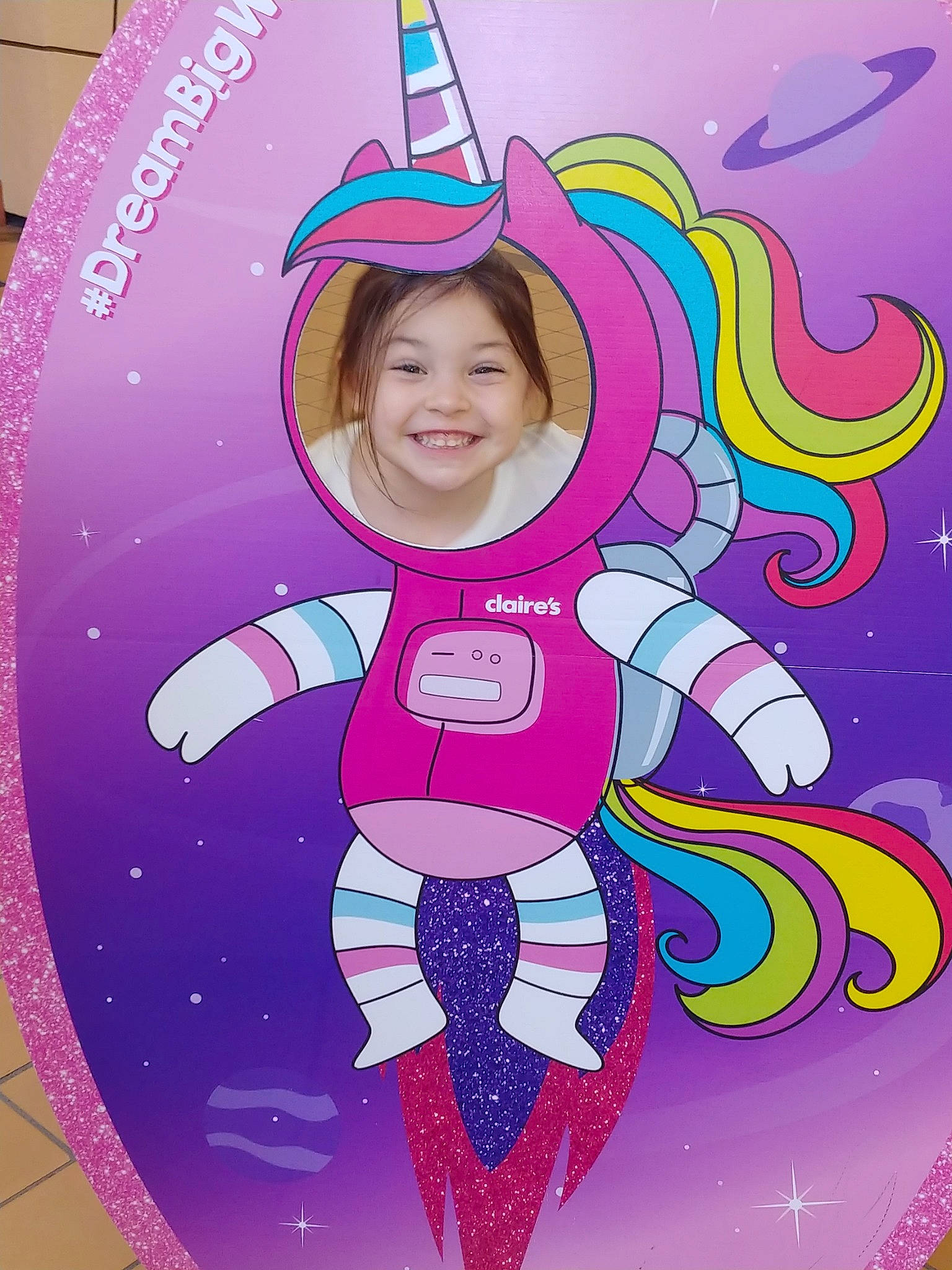 Keira joined the competition — help win amazing prizes! astronaut, child, fun, happy, illustration, joy, person, pink, play, smile, space, toddler, violet
