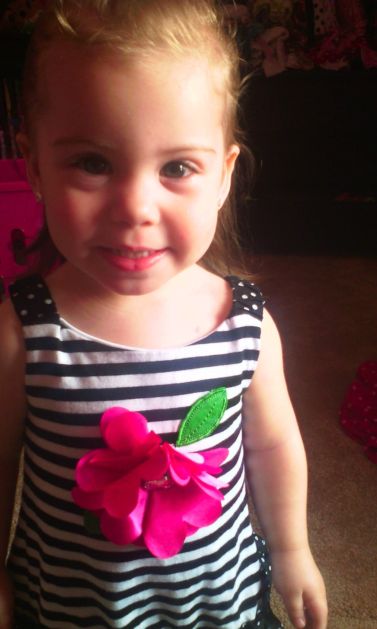 Amiah is registered to the contest to win money with this photo: beauty, cheek, child, child_model, ear, eye, flower, herbaceous_plant, joy, lip, magenta, person, petal, pink, plant, smile, toddler