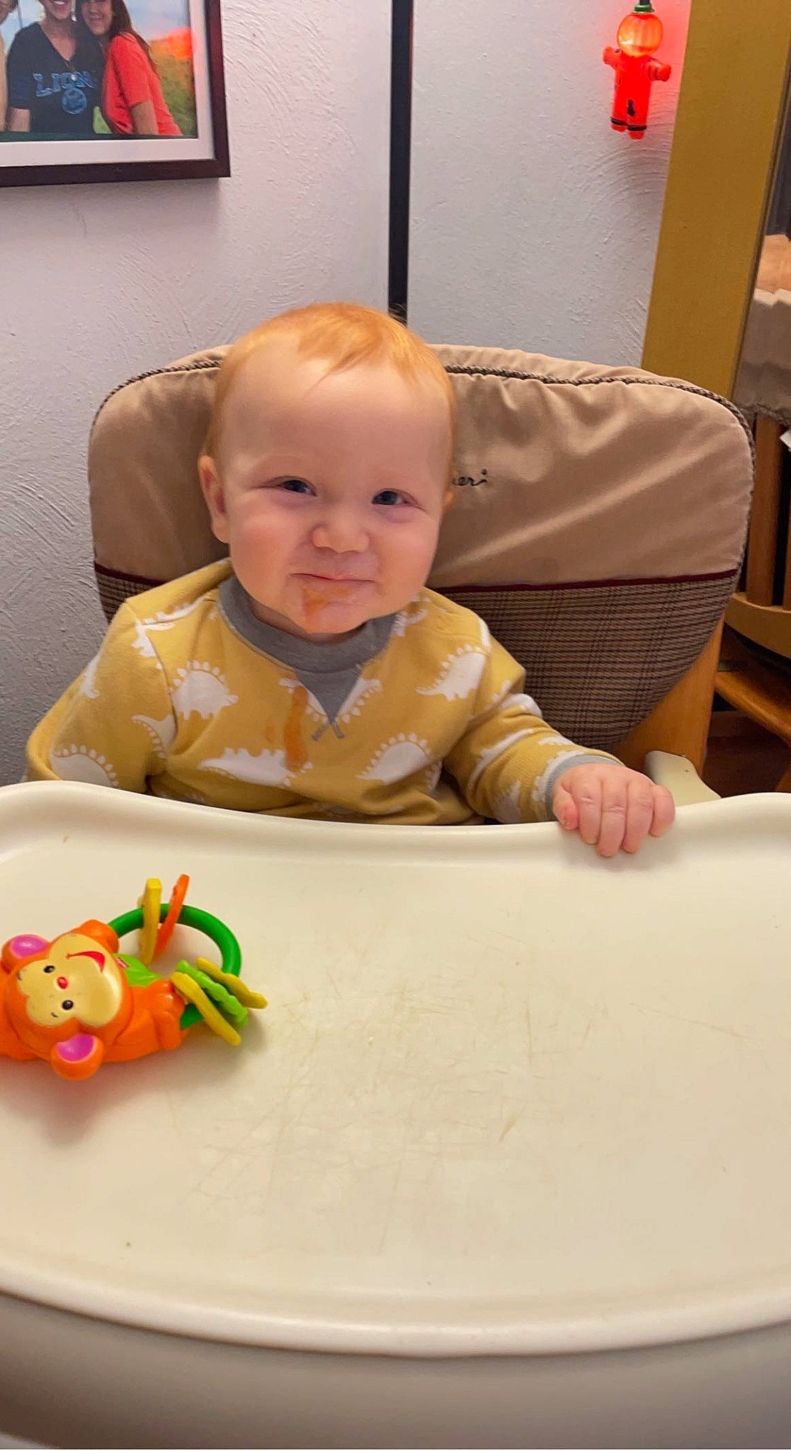 Joseph joined the competition — help win amazing prizes! baby, baby_toddler_clothing, blurred, chair, cheek, child, comfort, comfort_food, crawling, flooring, fun, joy, person, picture_frame, play, room, sitting, skin, smile, toddler