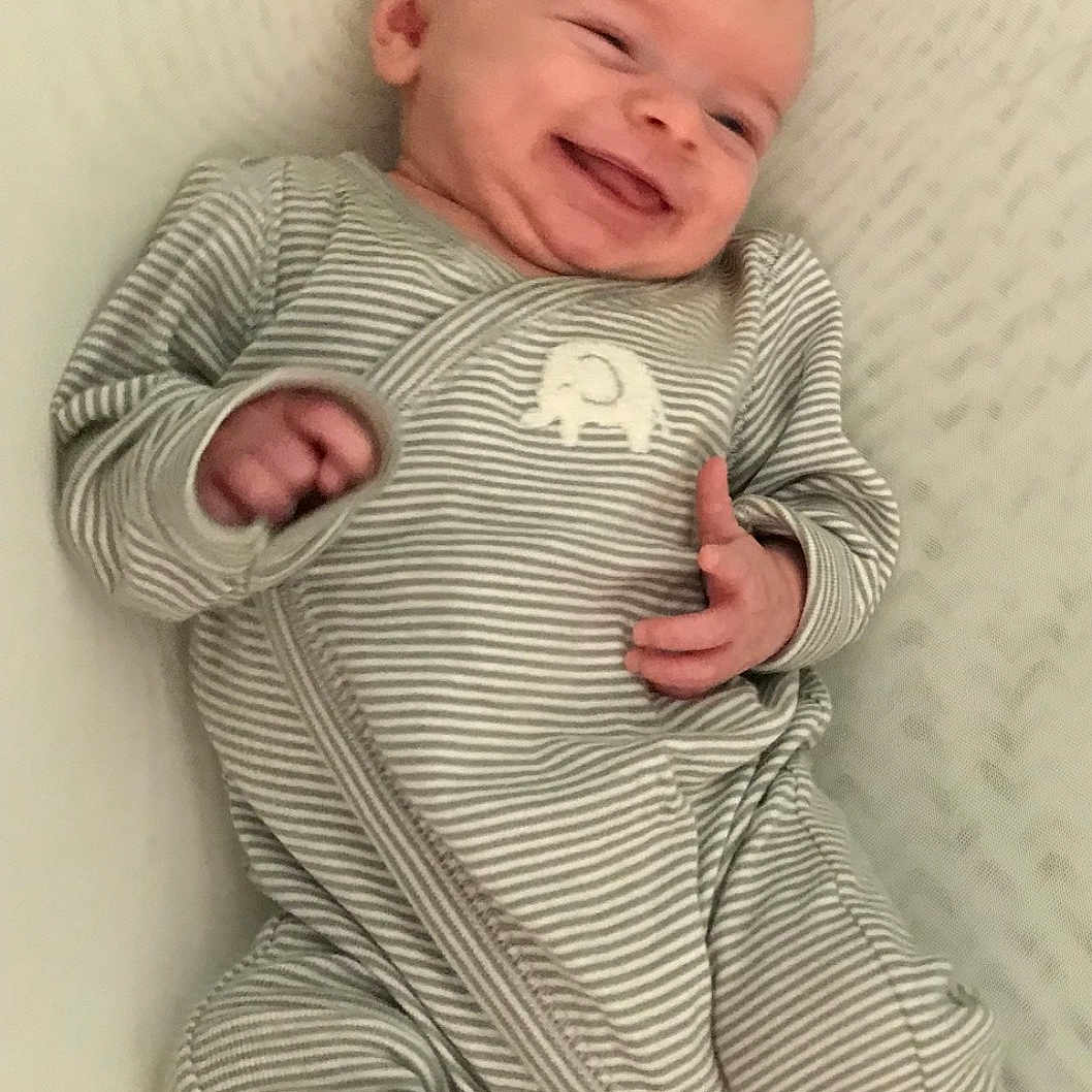 Byron F. joined the competition — help win amazing prizes! baby, baby_products, baby_toddler_clothing, cheek, child, facial_expression, laugh, nose, person, product, sleep, sleeve, smile, toddler