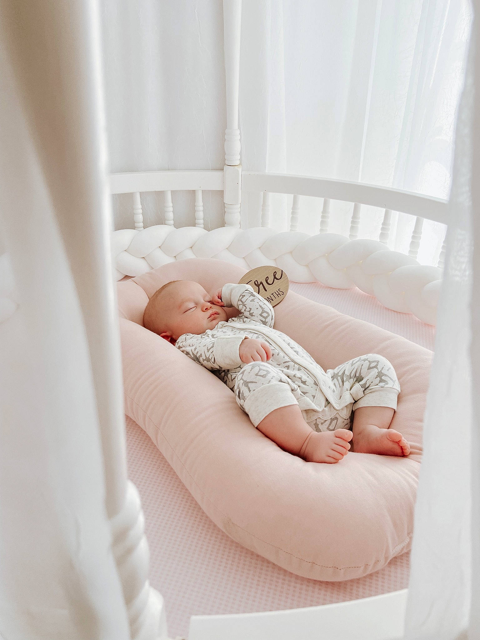 Adelaide joined the competition — help win amazing prizes! arm, baby, baby_products, baby_safety, baby_sleeping, baby_toddler_clothing, bedding, chair, comfort, couch, furniture, infant_bed, linens, pattern, peach, person, room, sitting, sleeve, throw_pillow