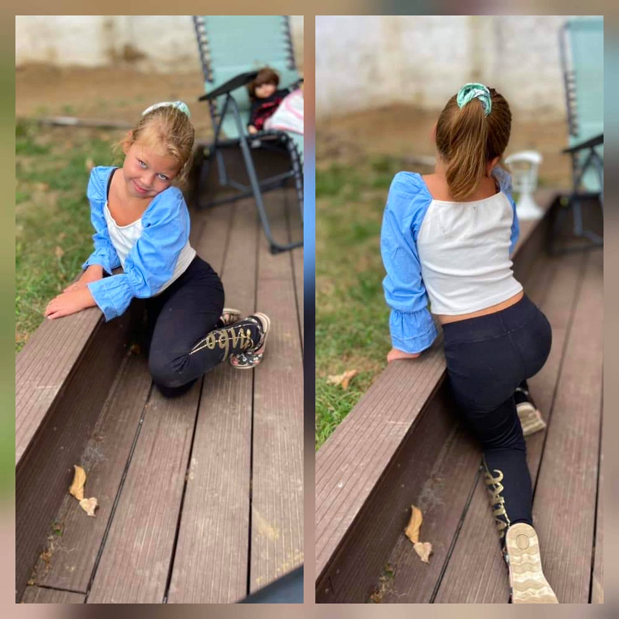 Stecy a rejoint le concours — aidez-le/la à gagner de superbes lots ! child, comfort, flooring, fun, grass, happy, hardwood, human_leg, joint, joy, knee, leisure, luggage_and_bags, person, recreation, shoe, sitting, sneakers, t_shirt, thigh