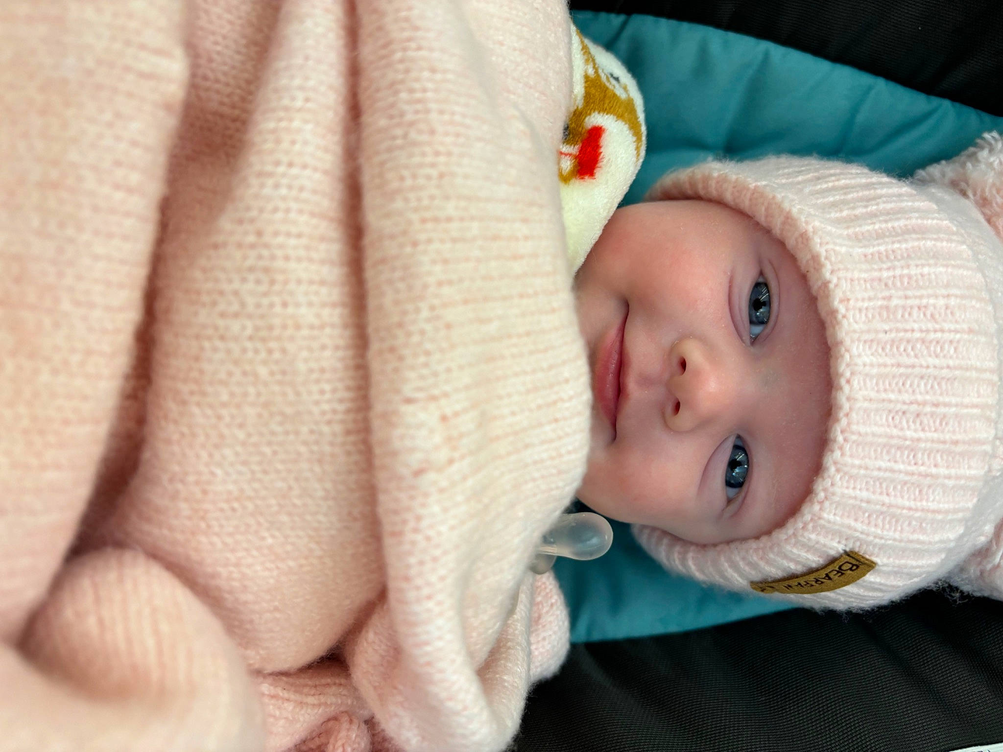 Chloë joined the competition — help win amazing prizes! arm, baby, baby_sleeping, baby_toddler_clothing, cheek, child, comfort, eye, eyelash, fashion_accessory, gesture, headwear, iris, knit_cap, linens, lip, person, skin, sleeve, toddler