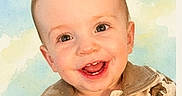 Owen is registered to the contest to win money with this photo: baby, child, smiling, face, jacket, bear_print, happy, cute, portrait, young_child, light_background, expression, teeth, eyes, hair, clothing, infant, closeup, warm, adorable