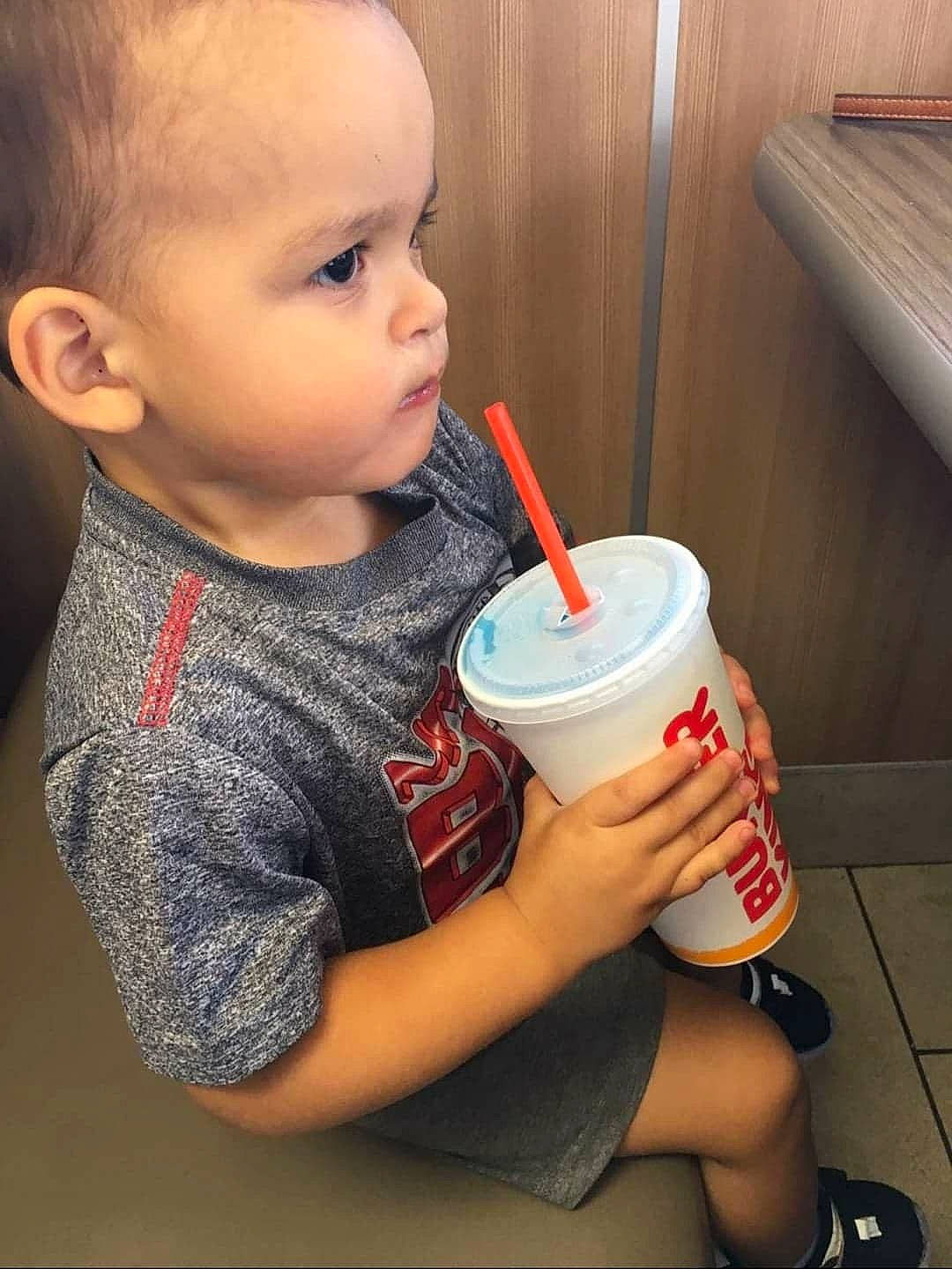 Emiliano joined the competition — help win amazing prizes! baby, child, drink, drinking, person, toddler