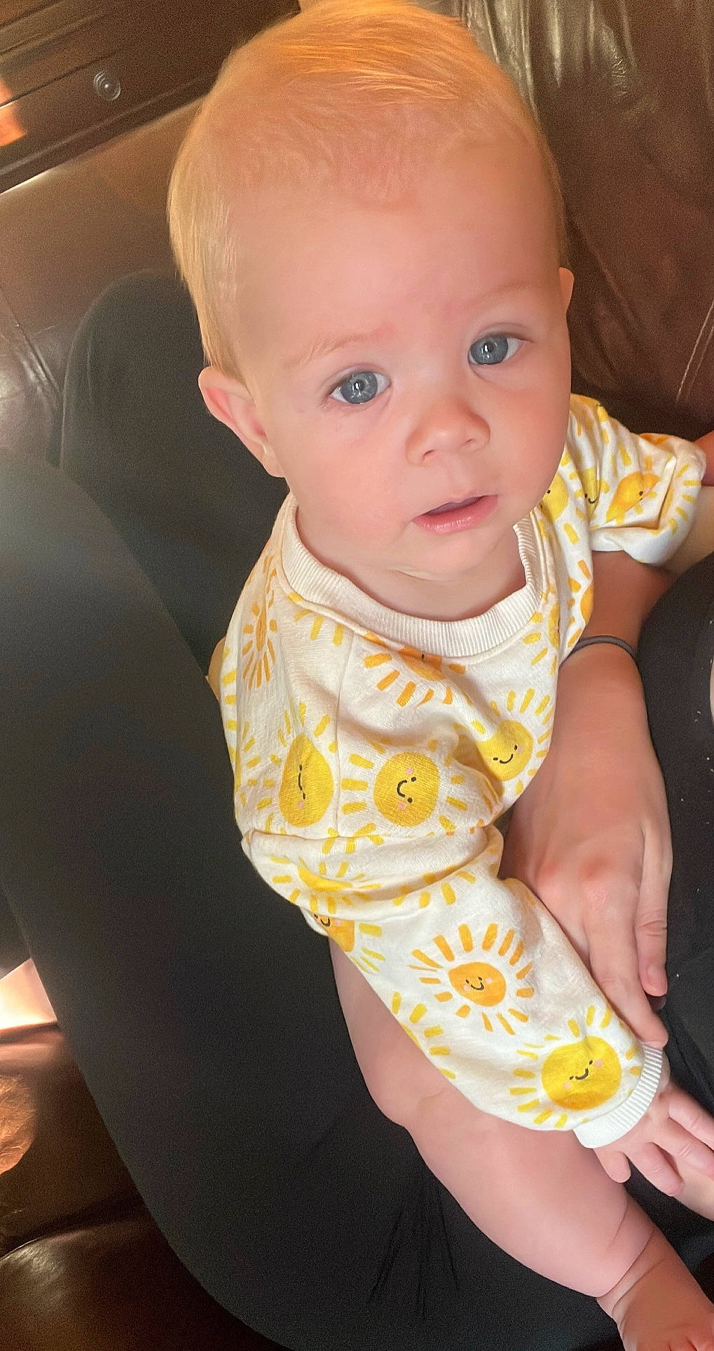 August joined the competition — help win amazing prizes! arm, baby, baby_toddler_clothing, cheek, child, comfort, embellishment, finger, happy, iris, lip, mouth, nail, neck, pattern, person, sitting, skin, sleeve, thumb