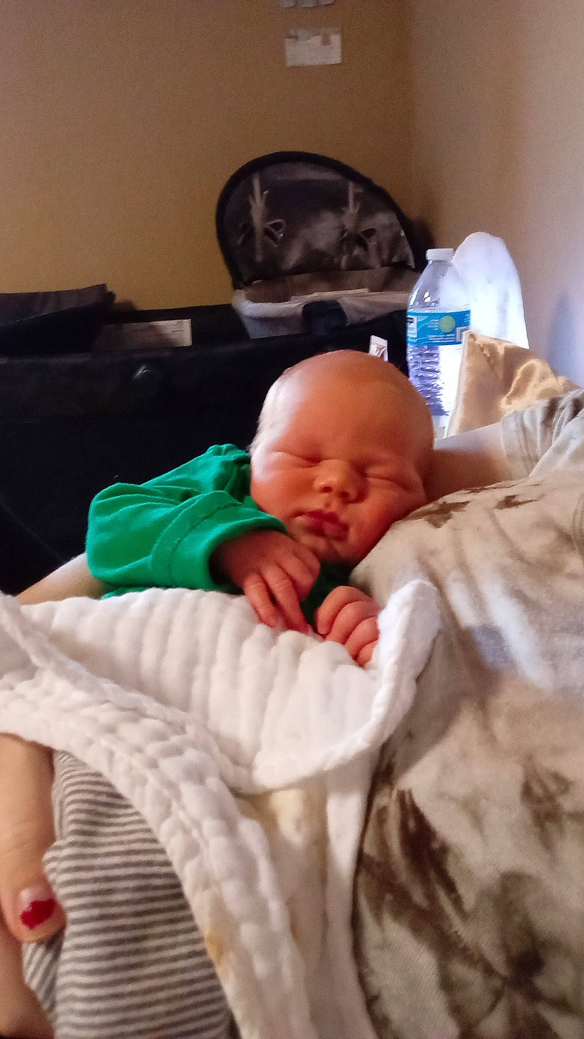 Noah joined the competition — help win amazing prizes! baby, baby_products, baby_sleeping, baby_toddler_clothing, bedding, bedtime, bottle, child, comfort, couch, linens, nap, person, room, sitting, sleep, toddler, water_bottle