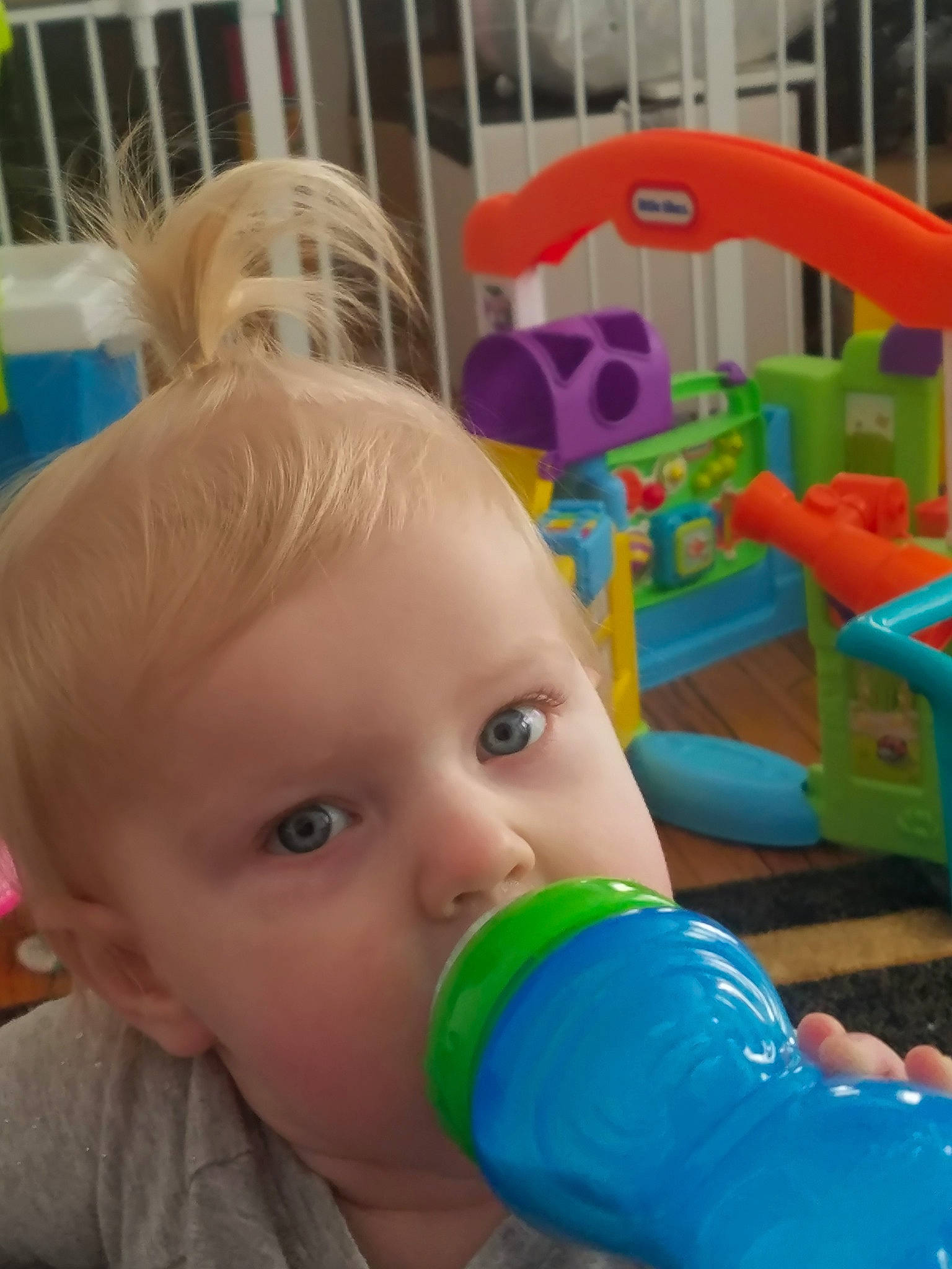 Marnie joined the competition — help win amazing prizes! baby, baby_playing_with_toys, baby_products, baby_toys, child, eye, fun, person, plastic_bottle, play, product, toddler, toy, water