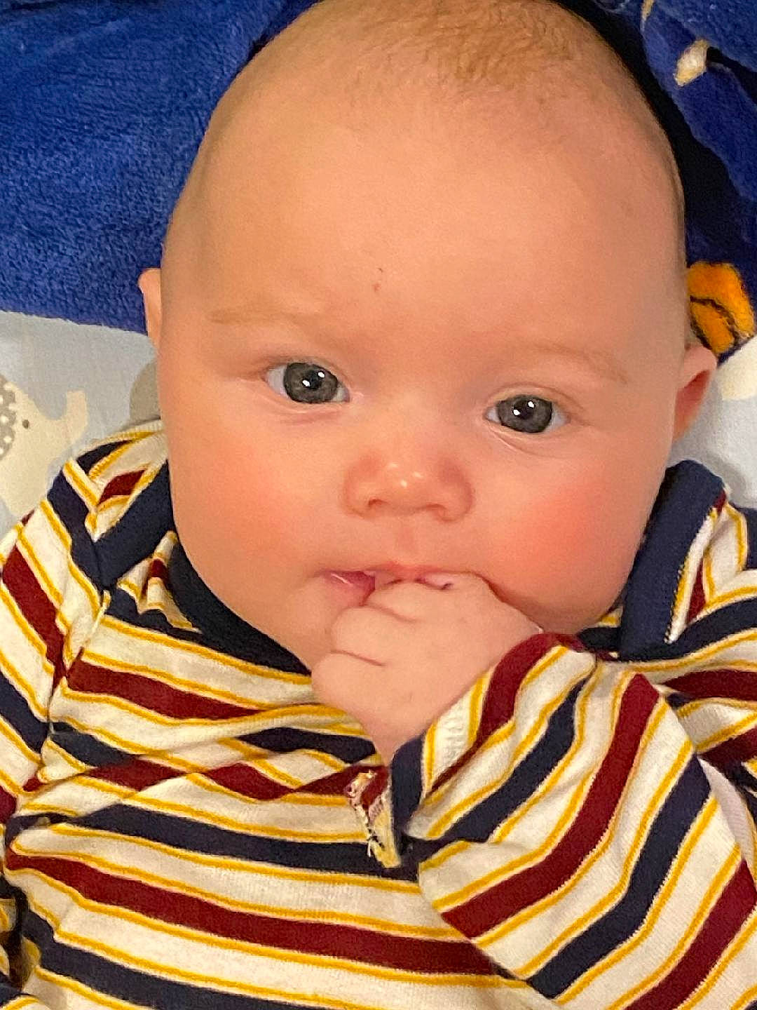 Lucian is registered to the contest to win money with this photo: baby, baby_products, baby_toddler_clothing, blue, cheek, child, chin, comfort, ear, eyebrow, finger, fun, happy, iris, lip, mouth, nose, person, skin, sleeve