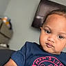 Jaquavion is registered to the contest to win money with this photo: toddler, child, indoor, portrait, person, face, expression, shirt, video_call, technology, skin, eyes, hair, furniture, blurred_background, home, casual, sitting, small_inset, communication