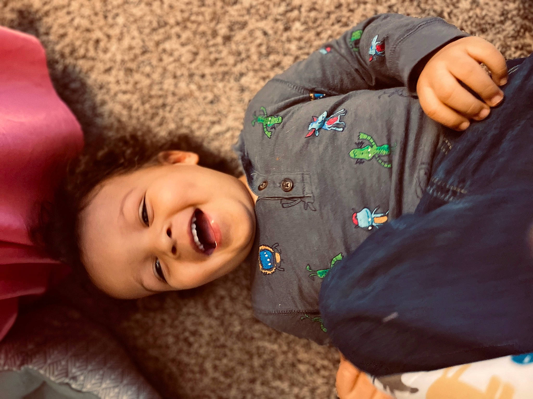 Dezmond Wallen is registered to the contest to win money with this photo: child, comfort, fun, fur, grass, happy, laugh, leisure, people_in_nature, person, play, portrait_photography, sitting, sleeve, smile, soil, toddler, tree, wood