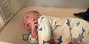 Brantley joined the competition — help win amazing prizes! animal_print, baby, bed, blanket, child, crib, cute, indoor, infant, mesh_crib_sides, newborn, onesie, pacifier, person, resting, sea_turtle, shark, sleeping_area, sleepwear, soft_toys