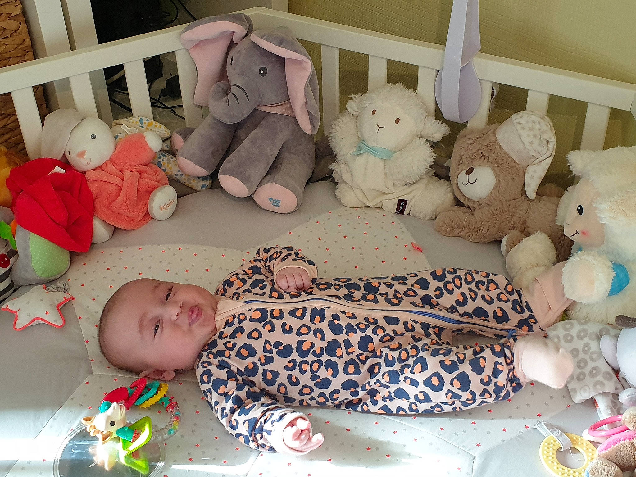 Inès participe au concours pour gagner de l'argent avec cette photo : art, baby, baby_products, baby_toddler_clothing, child, comfort, mammal, pattern, person, product, room, shelf, shelving, snapshot, stuffed_toy, teddy_bear, textile, toddler, toy, white