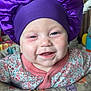 Adaline joined the competition — help win amazing prizes! baby, smiling, purple_bonnet, floral_onesie, baby_seat, animal_pattern, indoor, child, cute, happy, face, headwear, infant, clothing, portrait, closeup, pink, blue, green, homedecor