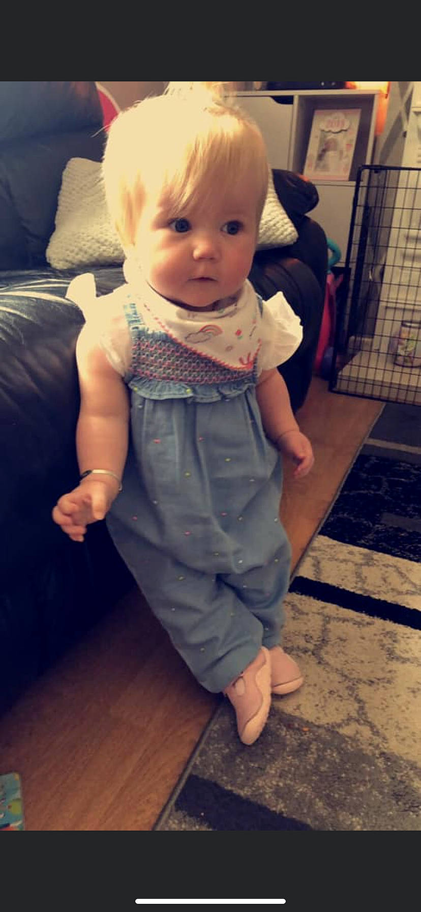 Kali is registered to the contest to win money with this photo: abdomen, arm, baby, cheek, child, eye, face, head, human, leg, person, sitting, skin, smile, standing, toddler