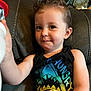 Levi joined the competition — help win amazing prizes! child, toddler, smiling, tank_top, shark_graphic, spiked_hair, indoor, couch, upclose, person, happy, cute, skin, face, arm, furniture, young_child, casual_clothing, playful, portrait