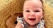 Rosealeine joined the competition — help win amazing prizes! baby, blanket, bottle, chair, child, close_up, cozy, eyes, face, floral_dress, happy, home, indoors, infant, laughter, photography, portrait, short_hair, sitting, smiling