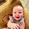 Rosealeine joined the competition — help win amazing prizes! baby, child, infant, smiling, happy, portrait, face, eyes, floral_dress, bottle, sitting, chair, blanket, cozy, indoors, home, close_up, laughter, short_hair, photography