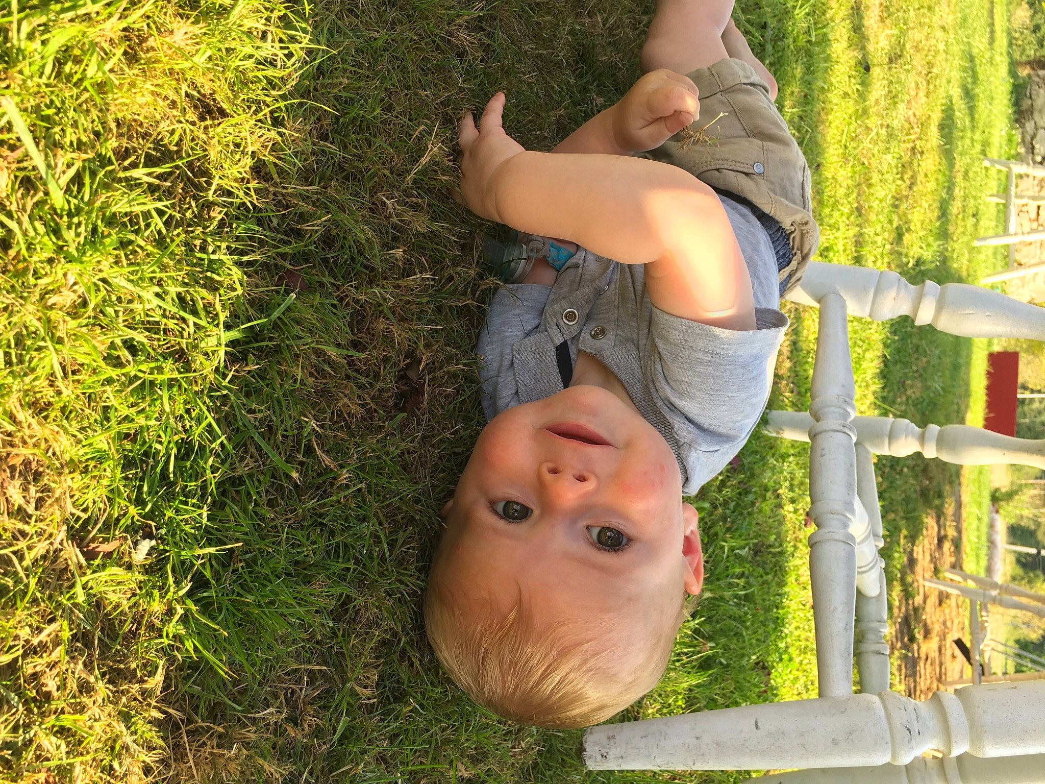 Charles participe au concours pour gagner de l'argent avec cette photo : baby, child, fun, grass, grass_family, grassland, groundcover, happy, hat, human_leg, lawn, leaf, leisure, natural_environment, people_in_nature, person, plant, shorts, sitting, toddler