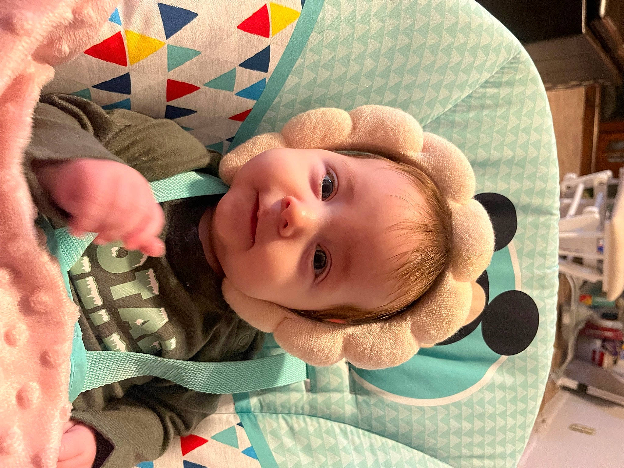 Quinley is registered to the contest to win money with this photo: arm, baby, baby_toddler_clothing, cheek, comfort, eye, eyebrow, finger, gesture, hand, human_body, lip, mouth, nose, organ, person, product, skin, sleeve, smile