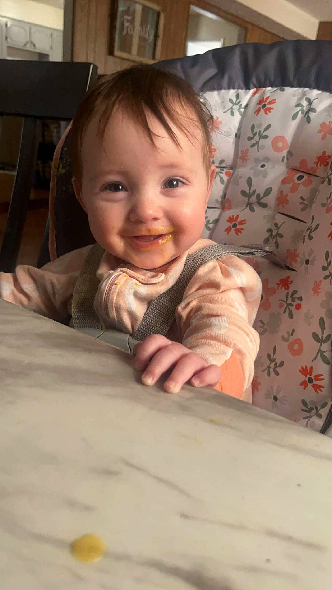 Quinley joined the competition — help win amazing prizes! baby, baby_toddler_clothing, cheek, chin, comfort, eye, facial_expression, finger, flooring, fun, hairstyle, happy, hardwood, iris, joy, nose, person, skin, sleeve, smile