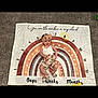 Tatum is registered to the contest to win money with this photo: baby, carpet, child, cloth, cute, feet, floor, floral_shorts, happy, headband, indoors, infant, milestone_blanket, numbers, person, portrait, rainbow, sitting, smiling, white_top
