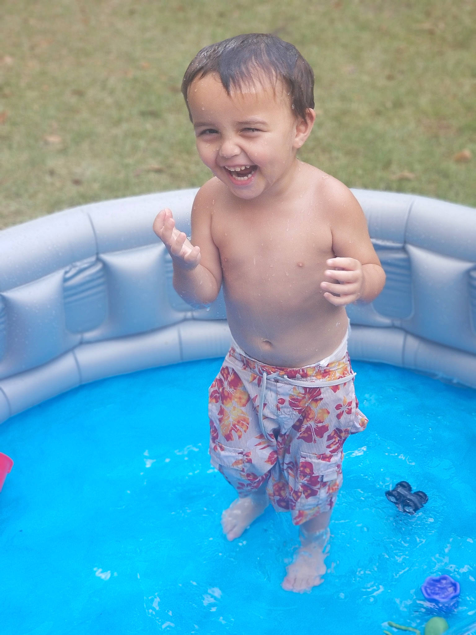 Cayson joined the competition — help win amazing prizes! baby, bathing, child, fun, games, joy, leisure, male, person, play, pool, recreation, smile, summer, swimming_pool, toddler, vacation, water