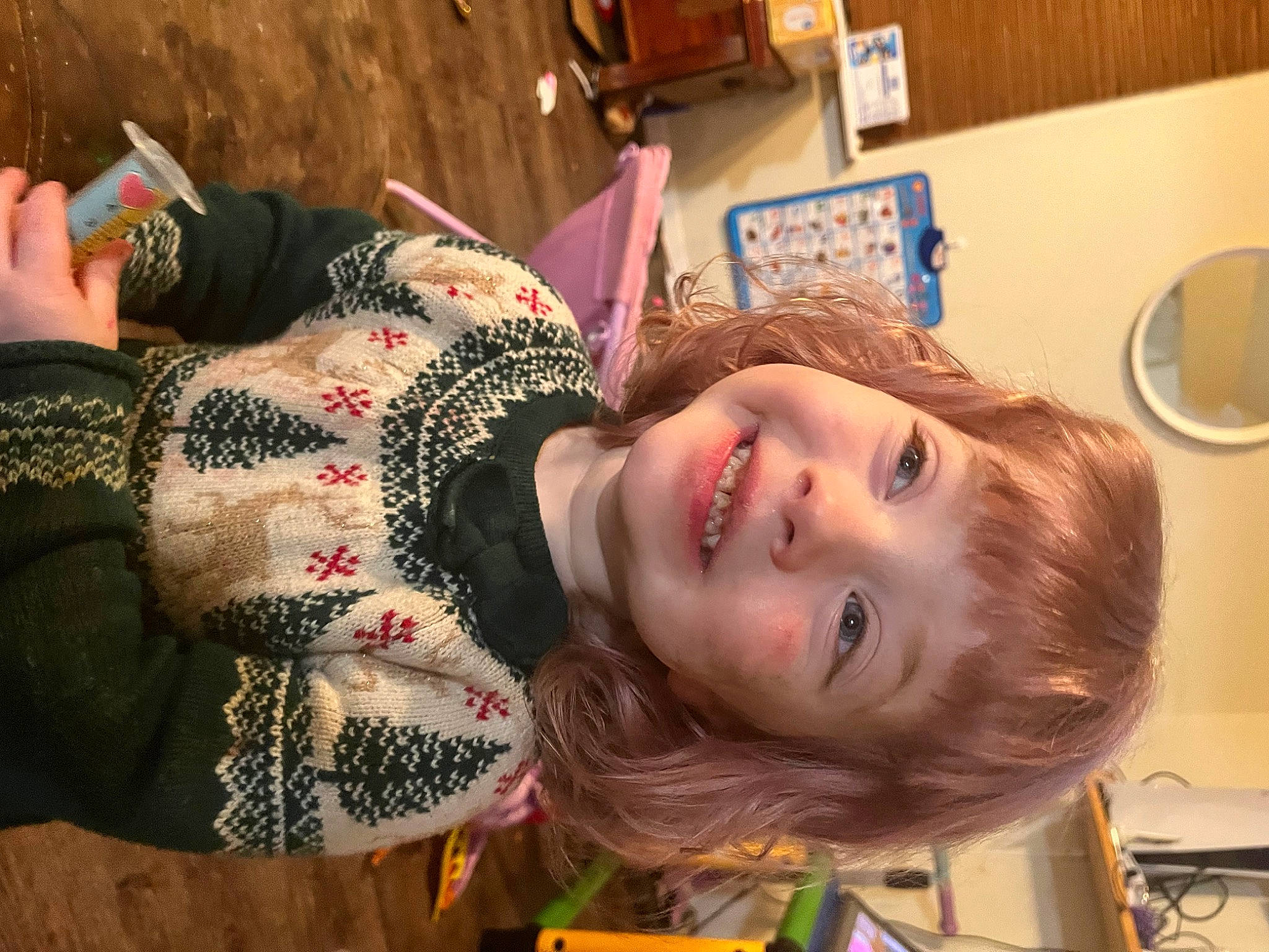 Paisley joined the competition — help win amazing prizes! bangs, cheek, child, eyebrow, eyelash, fashion_accessory, fun, fur, hair_coloring, hairstyle, happy, joy, kitchen_appliance, nose, pattern, person, room, skin, smile, toddler