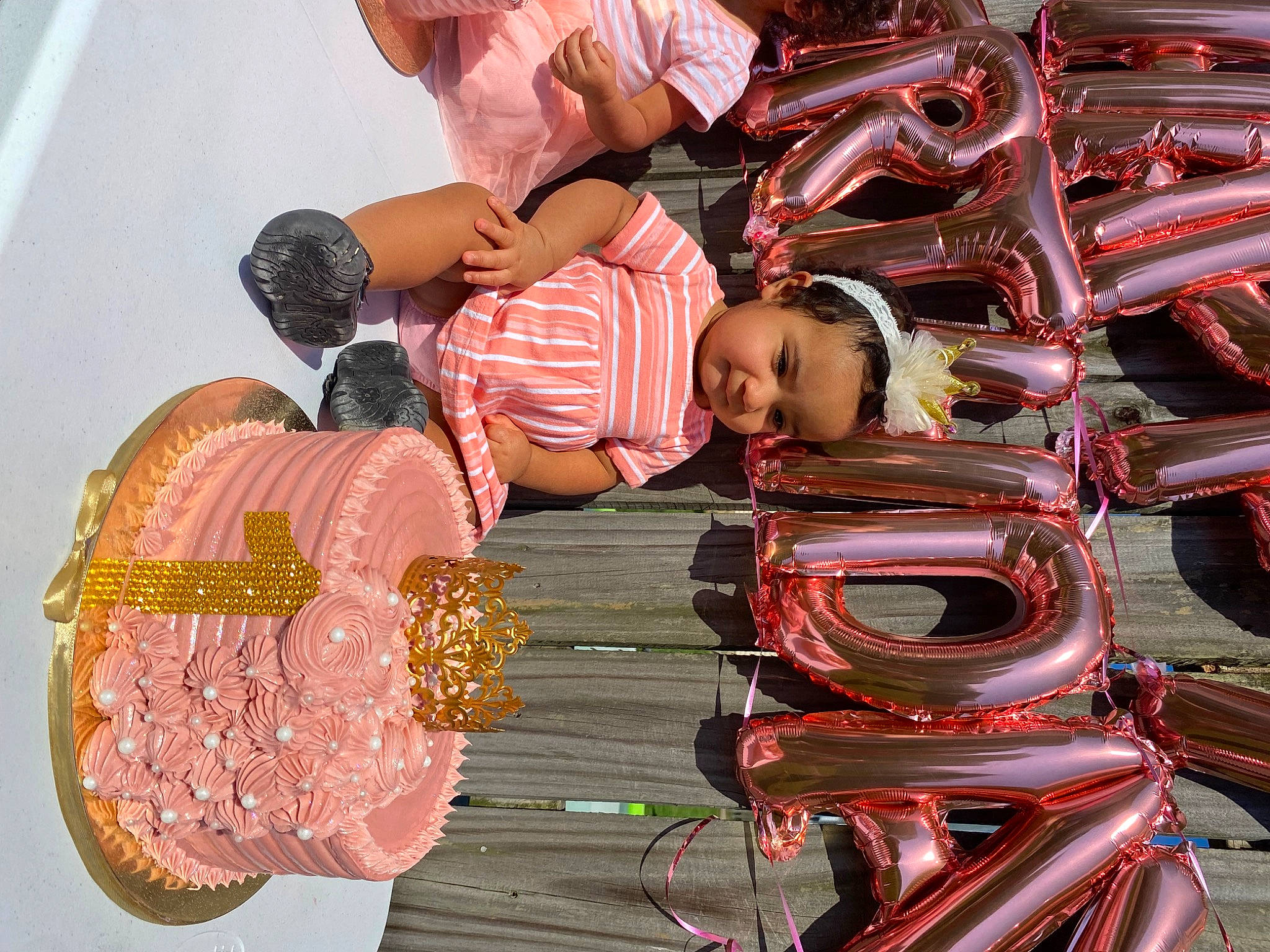 Isabella joined the competition — help win amazing prizes! baby, baby_toddler_clothing, bag, carmine, child, event, fashion, fashion_accessory, fun, happy, orange, pattern, peach, person, personal_protective_equipment, pink, recreation, sandal, textile, toddler