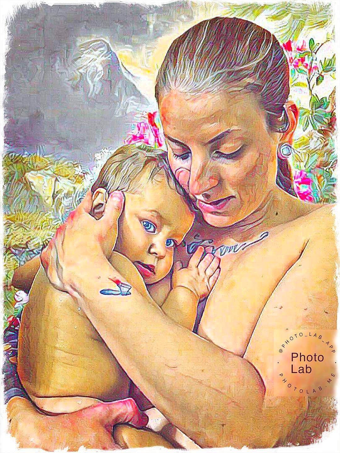 Dahlia is registered to the contest to win money with this photo: art, child, daughter, fun, hug, illustration, interaction, love, mother, painting, person