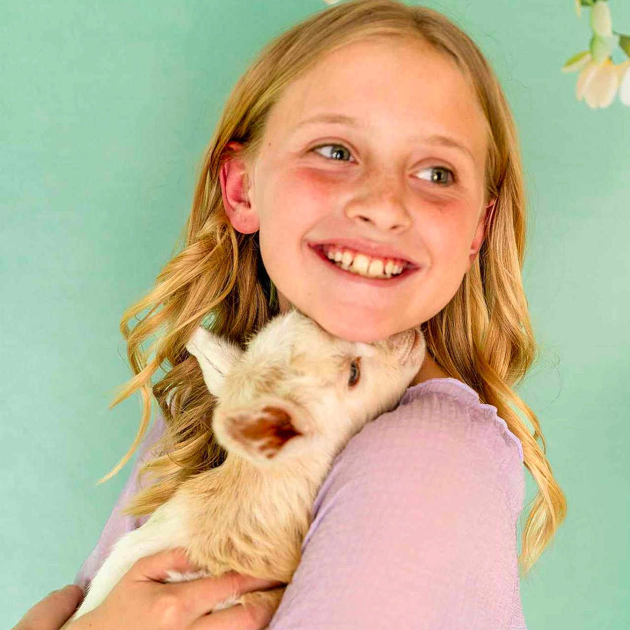 Brylie joined the competition — help win amazing prizes! animal, blonde, canine, cat, child, dog, face, female, girl, goat, hair, happy, head, livestock, person, pet, photography, portrait, puppy, smile