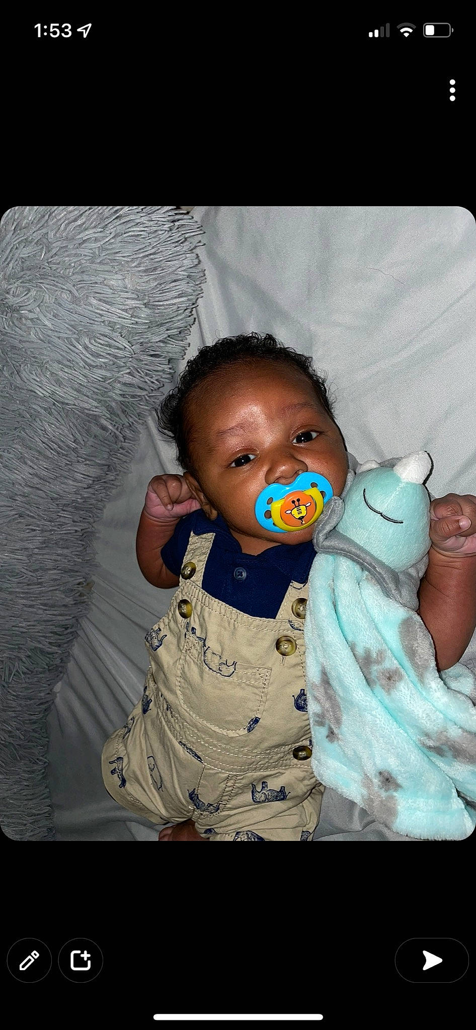 Asiah joined the competition — help win amazing prizes! baby, baby_toddler_clothing, cheek, child, comfort, eye, face, finger, flash_photography, gesture, hand, happy, head, iris, linens, mouth, nose, person, skin, textile