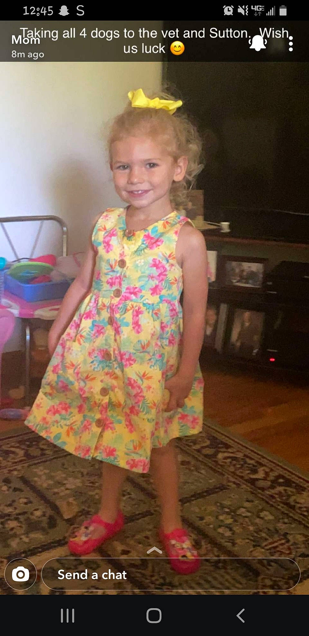 Sutton joined the competition — help win amazing prizes! day_dress, dress, event, facial_expression, fashion_design, flooring, fun, hairstyle, iris, joy, leg, one_piece_garment, organ, person, pink, purple, sandal, skin, smile, standing