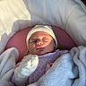 Elie participe au concours pour gagner de l'argent avec cette photo : newborn, baby, sleeping, blanket, mitten, hat, bassinet, pink, soft, cozy, indoor, face, child, infant, cute, peaceful, clothing, portrait, resting, wrapped
