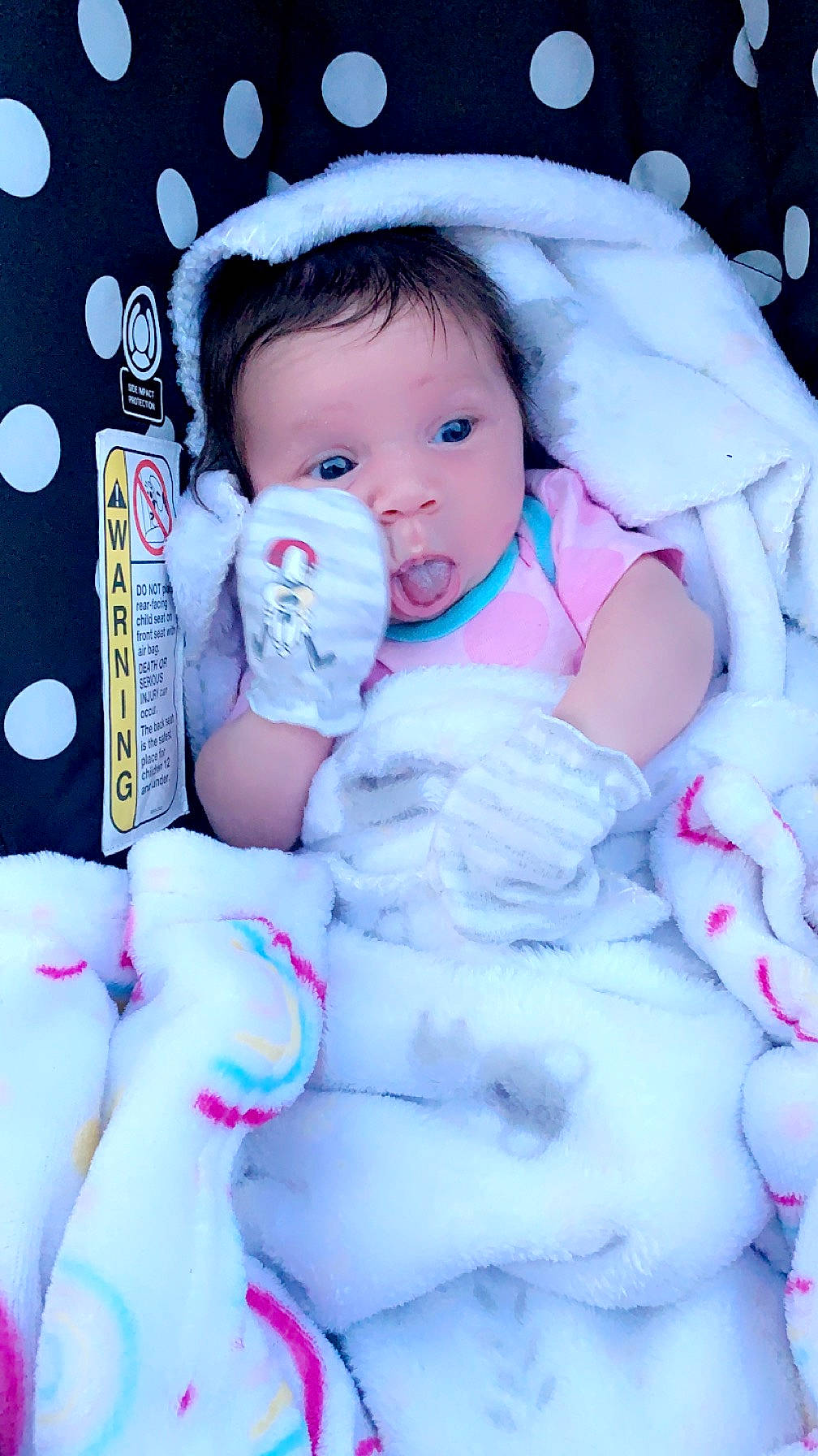 Zaniyah joined the competition — help win amazing prizes! azure, baby, baby_sleeping, baby_toddler_clothing, cheek, child, comfort, eye, eyelash, face, facial_expression, flash_photography, happy, head, iris, mouth, person, pink, skin, toddler