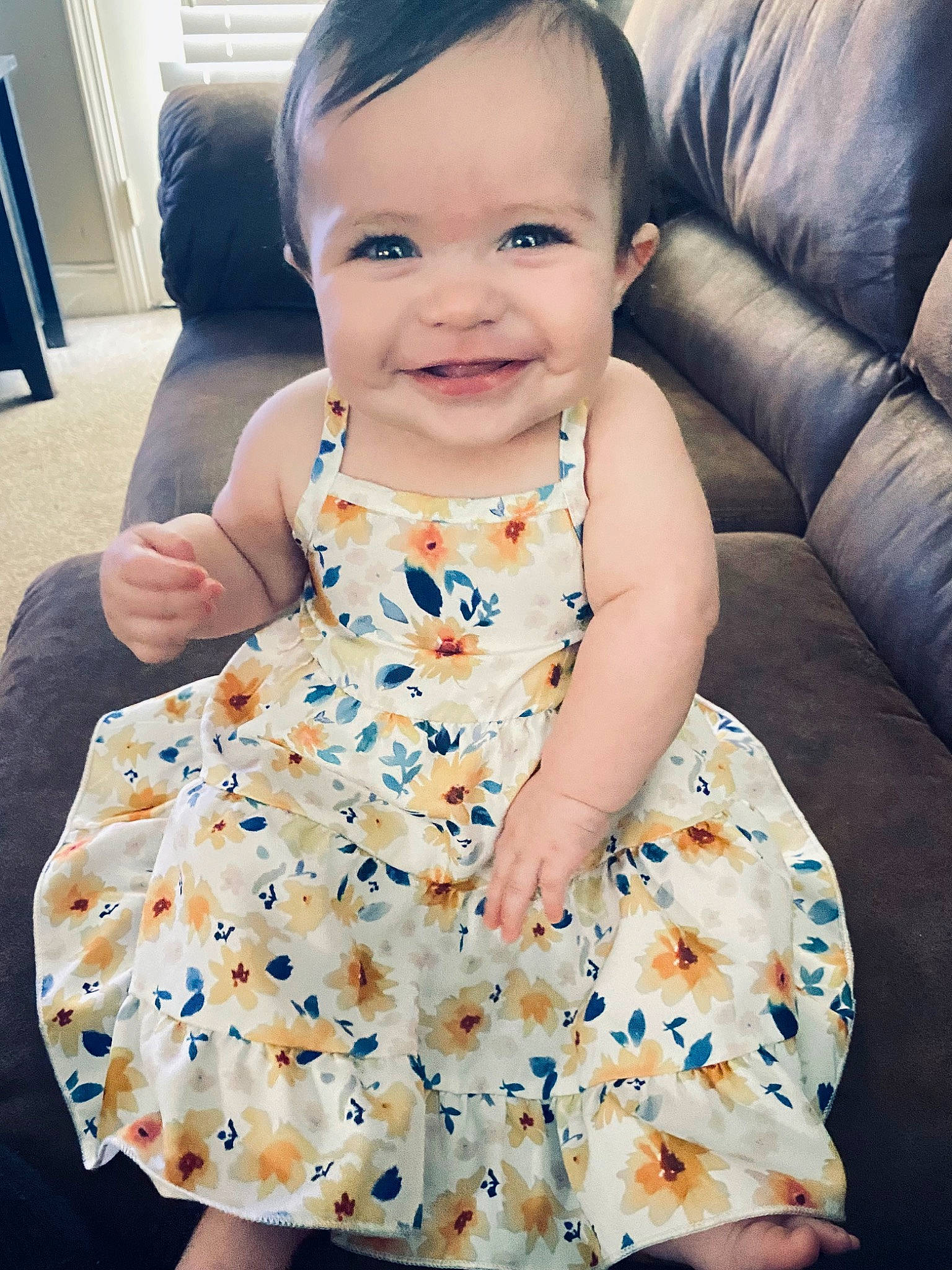 Alexis joined the competition — help win amazing prizes! azure, baby, baby_toddler_clothing, beauty, child, comfort, day_dress, dress, electric_blue, facial_expression, finger, happy, joy, neck, one_piece_garment, pattern, person, skin, sleeve, smile