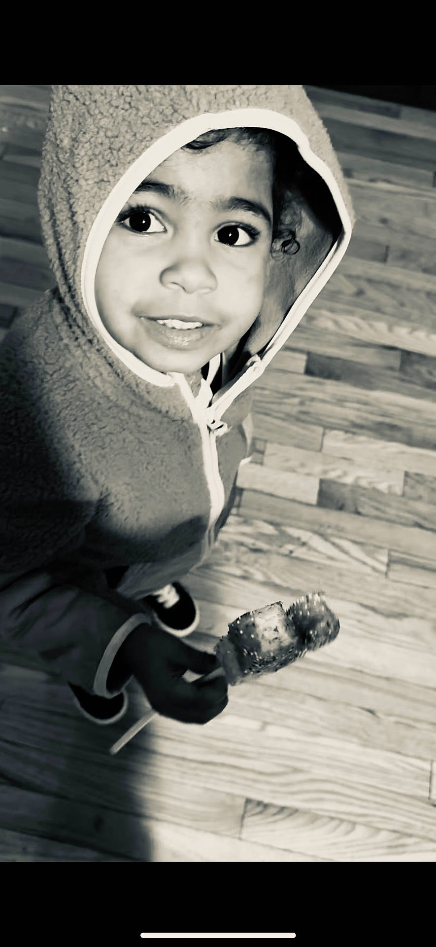Aveline joined the competition — help win amazing prizes! baby, bodypart, clothing, face, finger, hand, happy, hardwood, hat, head, hood, hoodie, knitwear, person, photography, portrait, smile, sweater, sweatshirt, wood