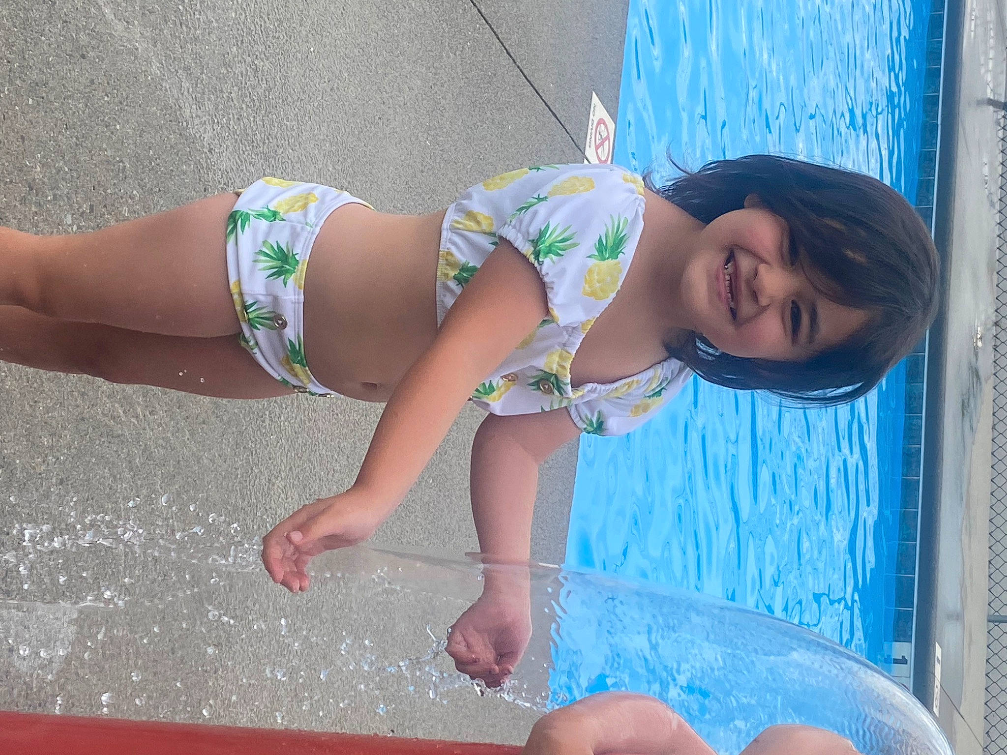 Ellen joined the competition — help win amazing prizes! aqua, azure, blue, cool, facial_expression, finger, fun, hairstyle, happy, human_body, joint, joy, knee, leg, leisure, person, photograph, pink, skin, smile