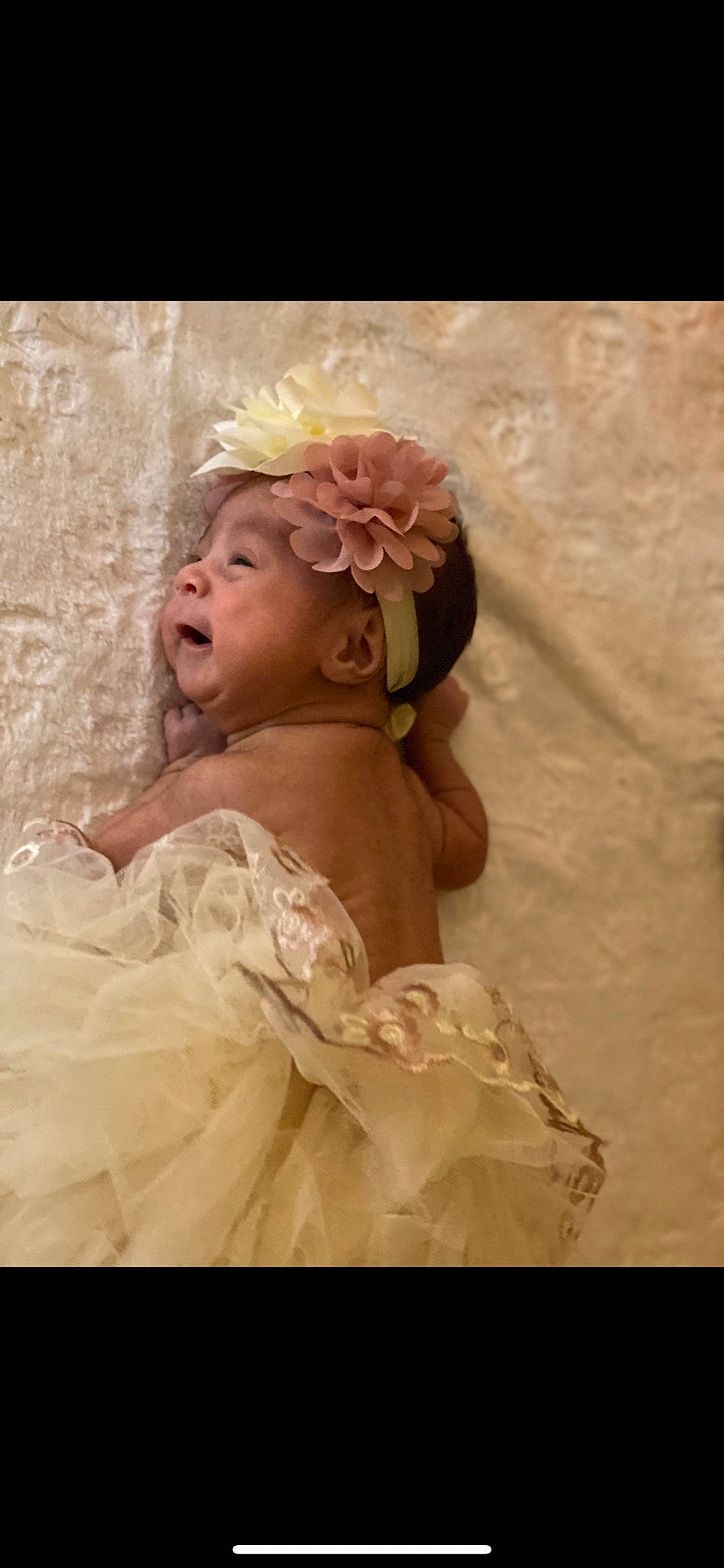 Khalani is registered to the contest to win money with this photo: artificial_flower, baby, baby_toddler_clothing, bonnet, bridal_accessory, costume, costume_accessory, cut_flowers, day_dress, dress, embellishment, hair_accessory, headband, headgear, headpiece, headwear, peach, person, petal, photography