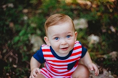 Baylen joined the competition — help win amazing prizes! baby, cheek, child, child_model, eye, grass, people, person, photograph, photography, plant, portrait, portrait_photography, sitting, smile, toddler, tree