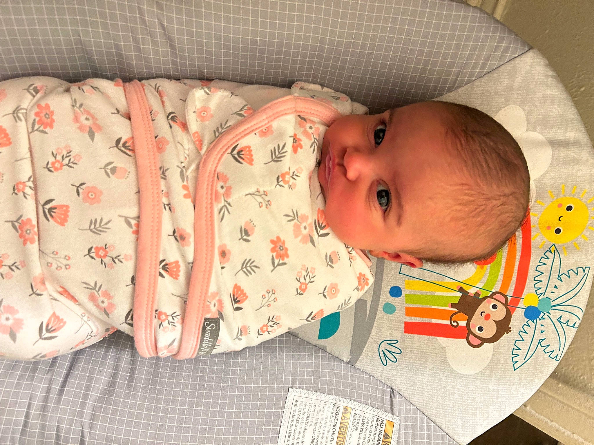 Cassie is registered to the contest to win money with this photo: arm, baby, baby_products, baby_safety, baby_toddler_clothing, cheek, child, comfort, eye, face, hand, head, linens, pattern, person, product, room, skin, sleeve, textile