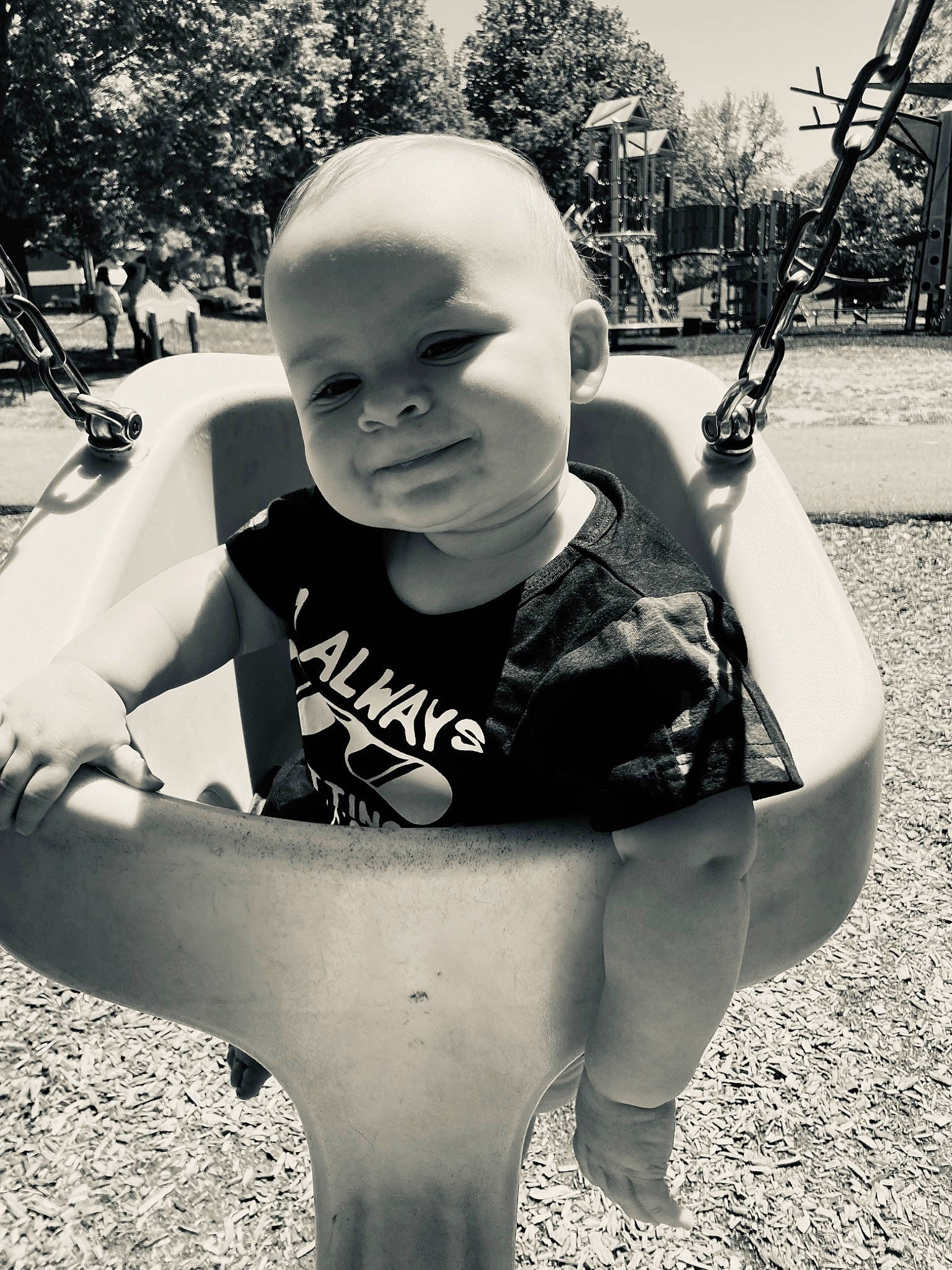 Jordan joined the competition — help win amazing prizes! beauty, black_and_white, cool, eye, eyewear, facial_expression, flash_photography, fun, grass, happy, human_body, person, shorts, shoulder, standing, street_fashion, style, t_shirt, tree, waist