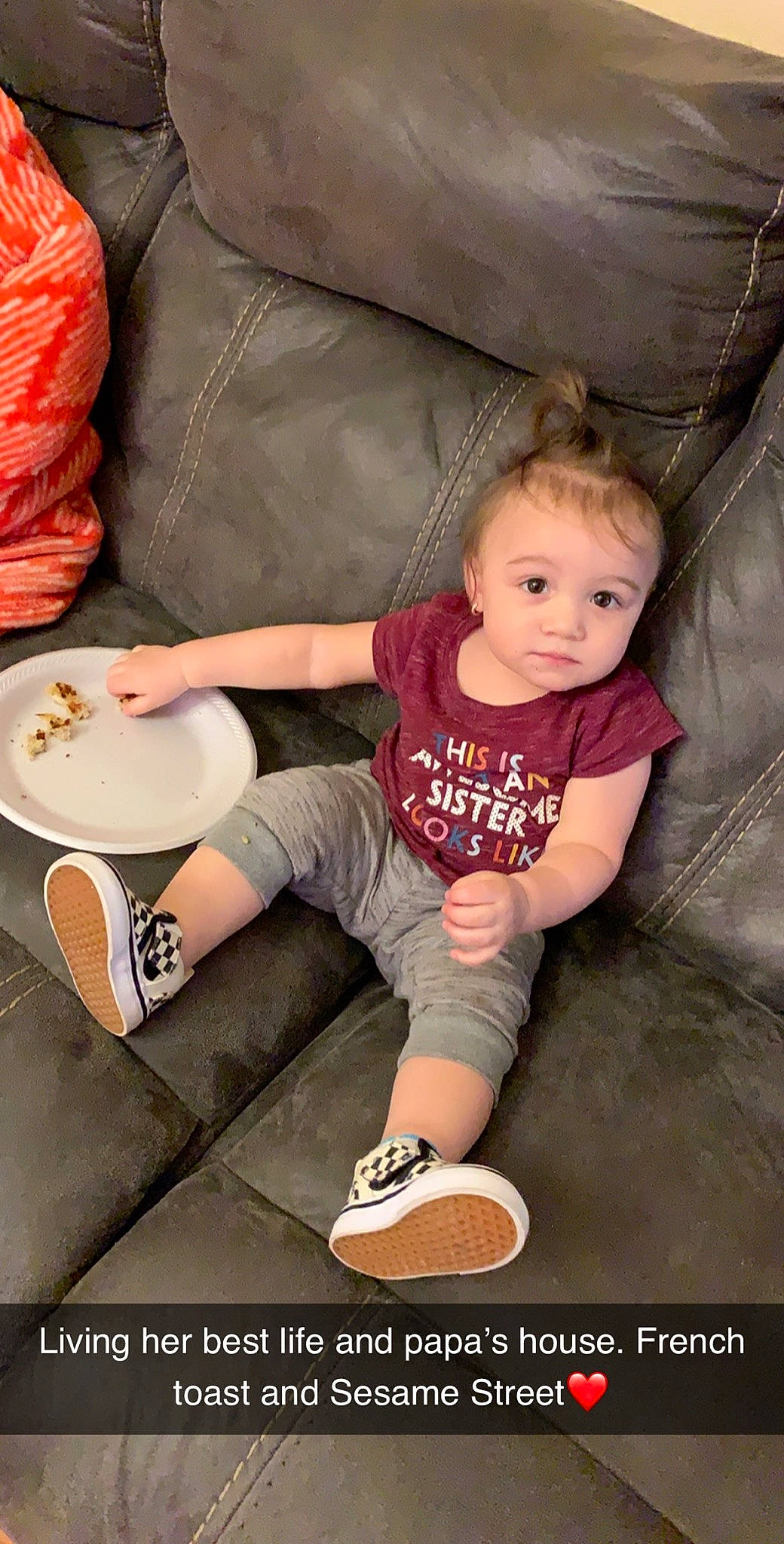 Kamiah joined the competition — help win amazing prizes! abdomen, arm, child, finger, footwear, human_leg, leg, person, play, shoe, sitting, thigh, toddler