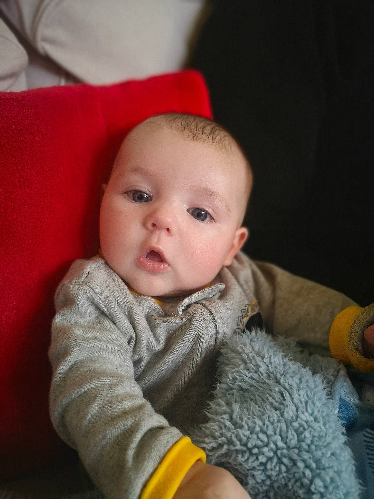 Lucas participe au concours pour gagner de l'argent avec cette photo : baby, baby_toddler_clothing, cheek, child, comfort, flooring, fur, nose, person, portrait_photography, room, sitting, skin, sleeve, stuffed_toy, toddler, wood, wool, woolen